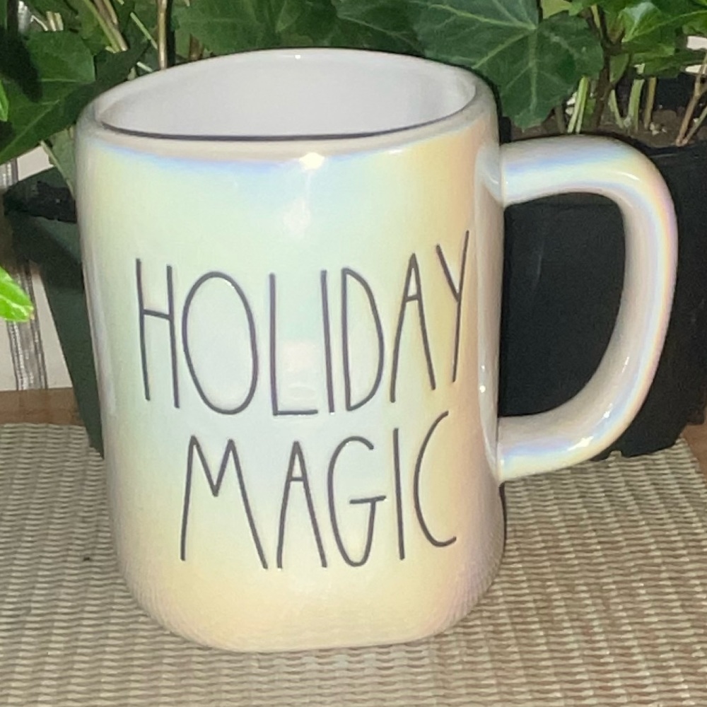 Rae Dunn Holiday Magic White Iridescent Mug